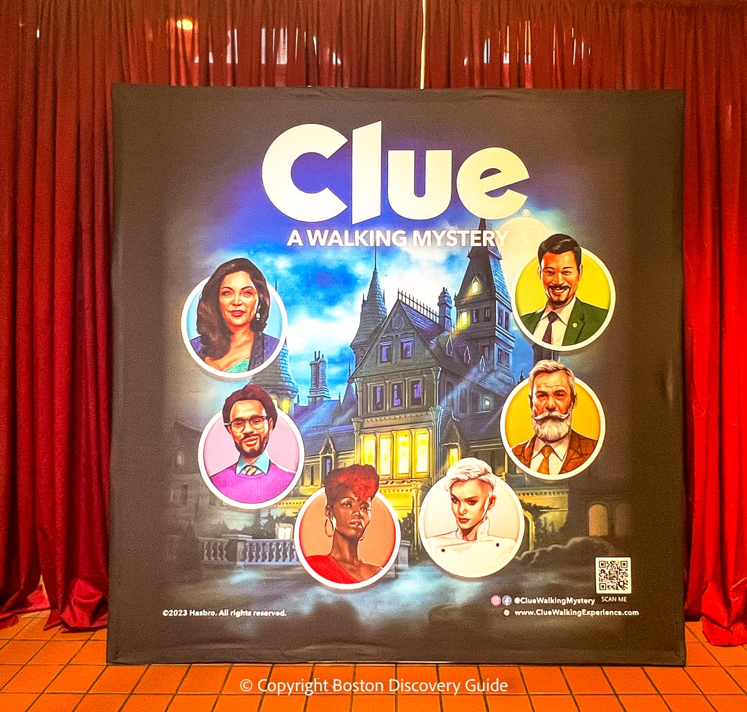 Poster at the starting location of Clue: A Walking Mystery