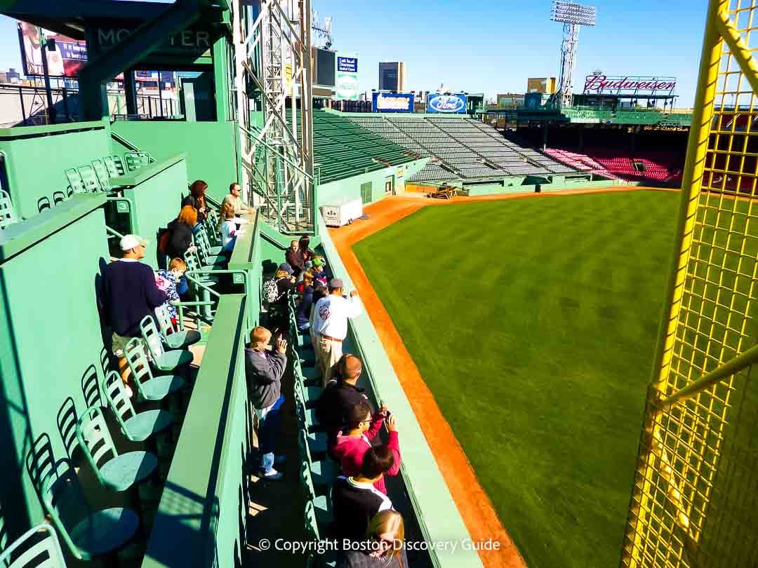 Tour group and guide at Fenway Park