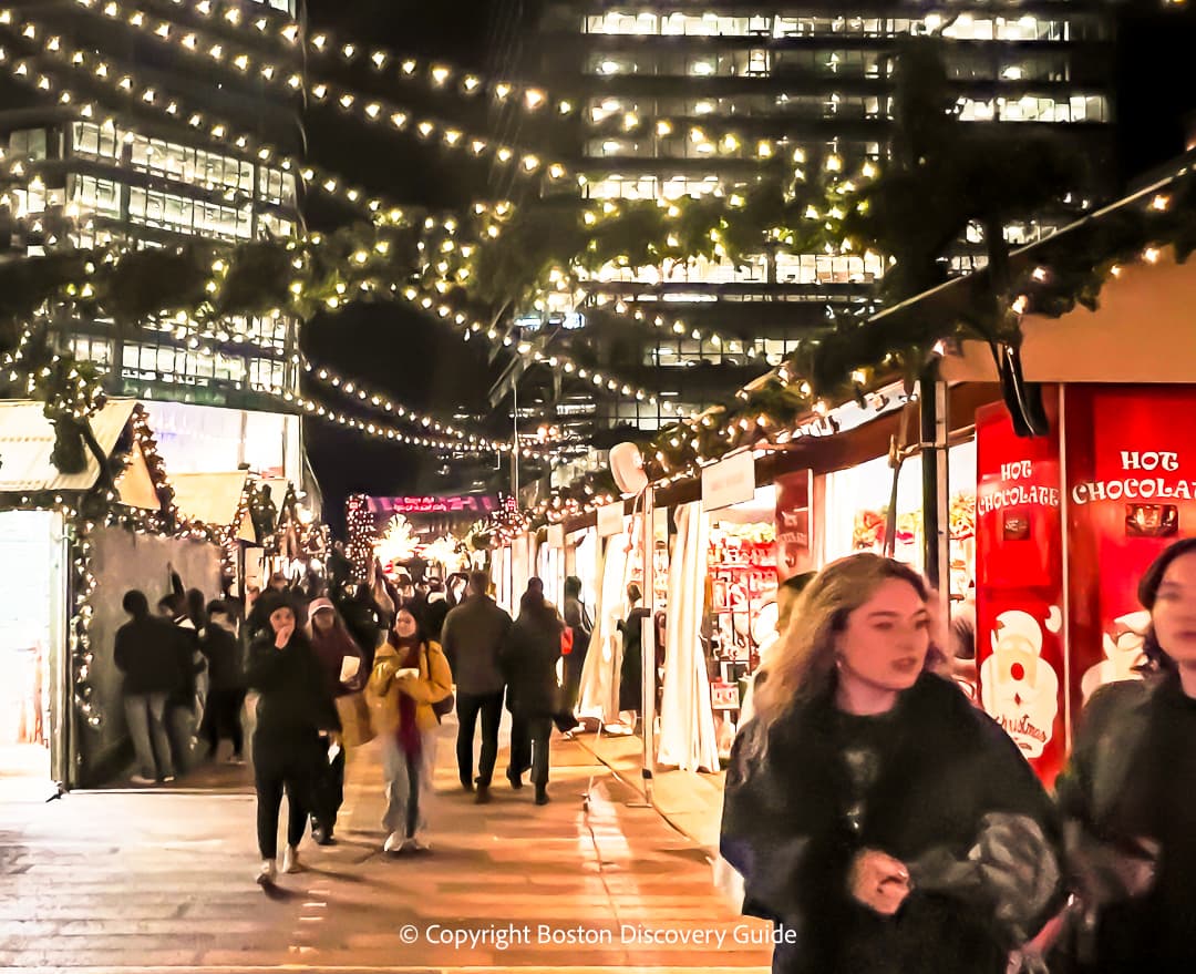 Snowport Holiday Market at night