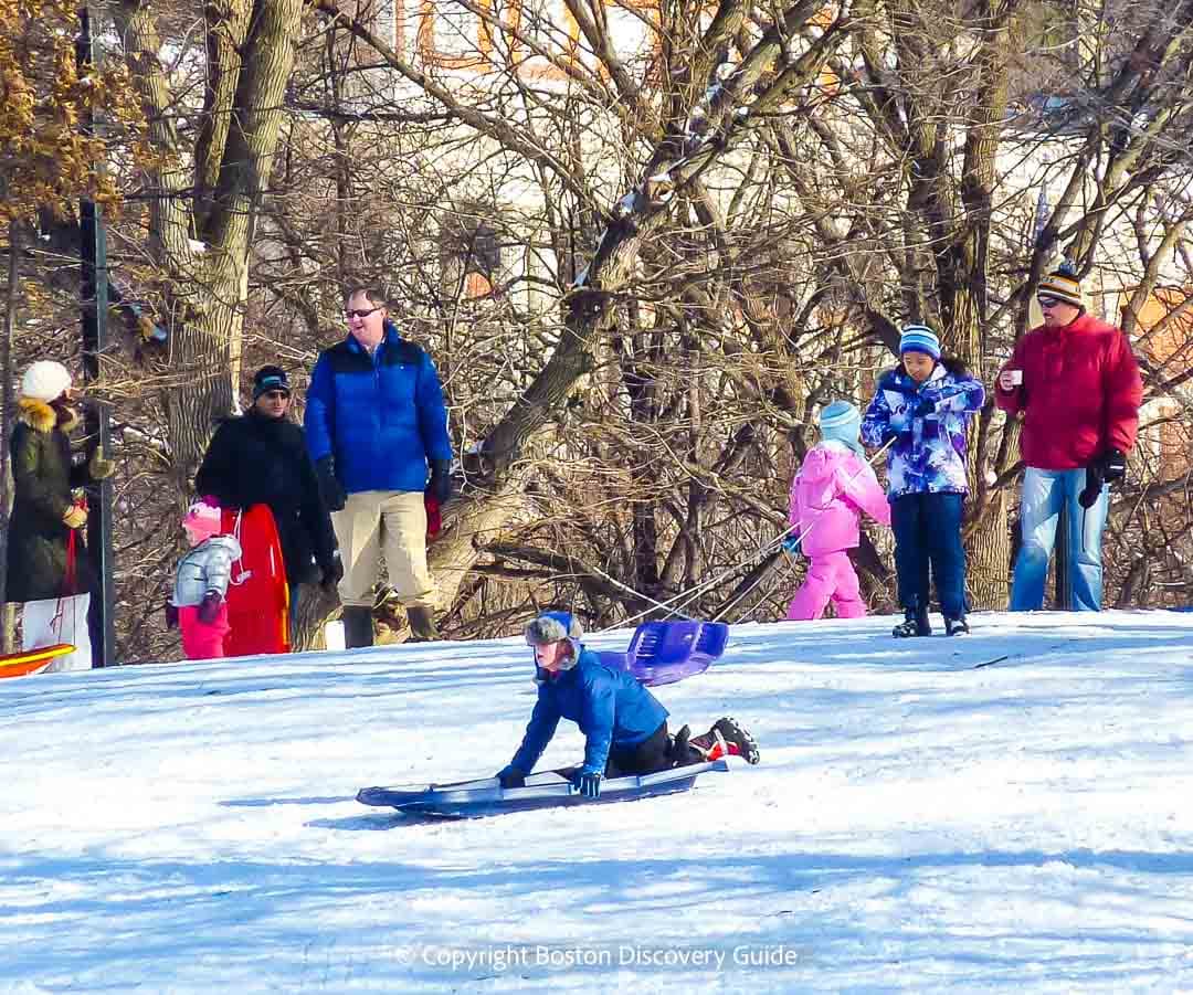 Sledding on Boston Common