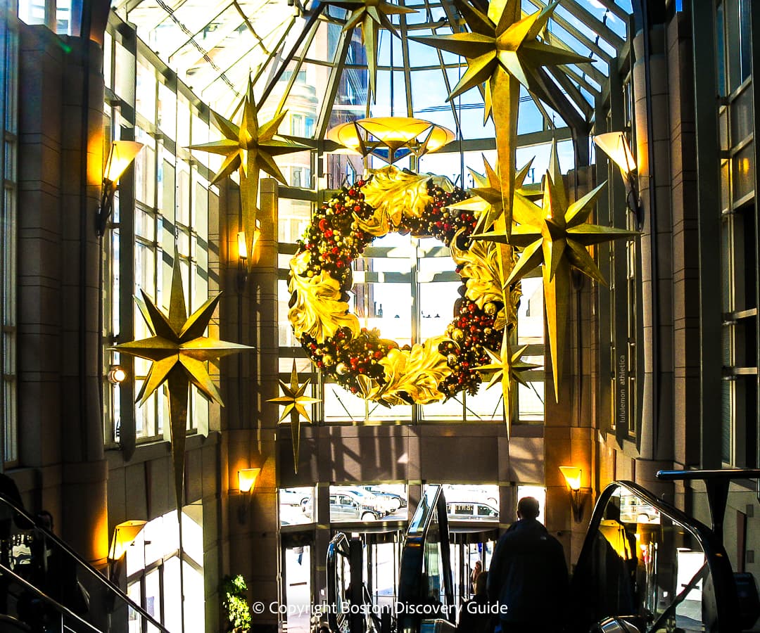 Holiday decorations at Prudential Center