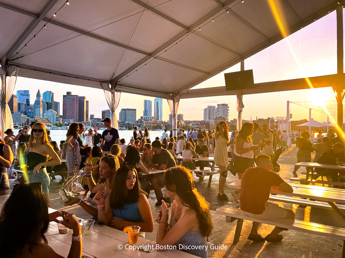 Outdoor dining along the East Boston waterfront  