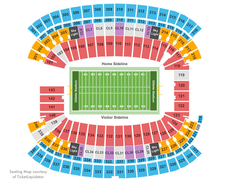 800 Gillette Stadium Seating Map 