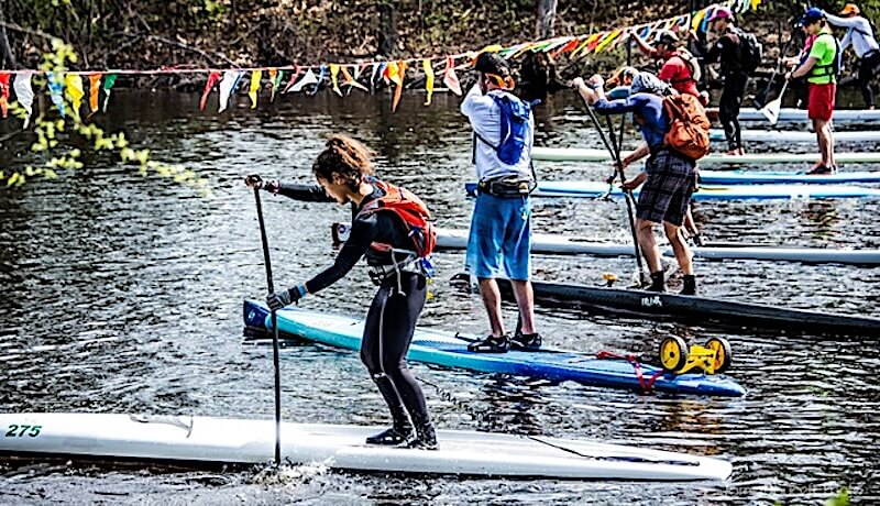 Stand up paddlers in the Run of the Charles race - Photo courtesy of Charles River Watershed Association